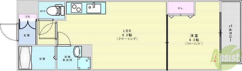 フォレ下穂積(1LDK/1階)の間取り写真