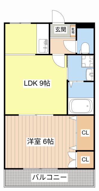 メープルタウン北野(1LDK/2階)の間取り写真