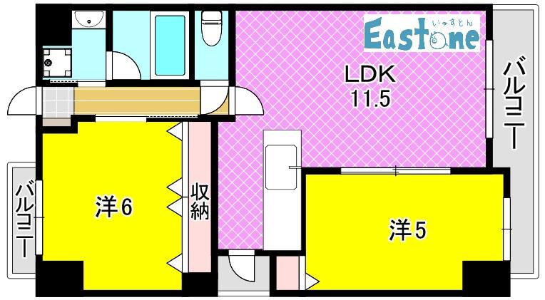 BASE・XENO(2LDK/4階)の間取り写真