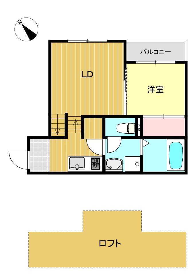 レ・セーナ千早(1LDK/2階)の間取り写真