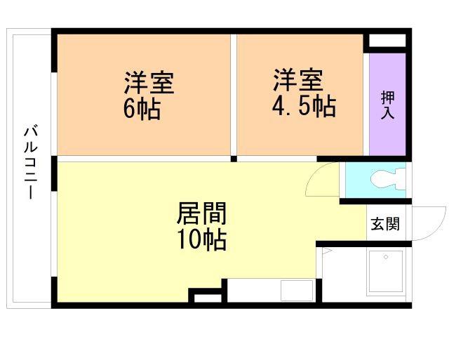 コーポ原田(2LDK/2階)の間取り写真