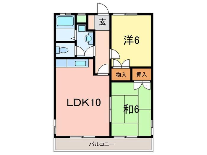 セブンス岡本(2LDK/2階)の間取り写真