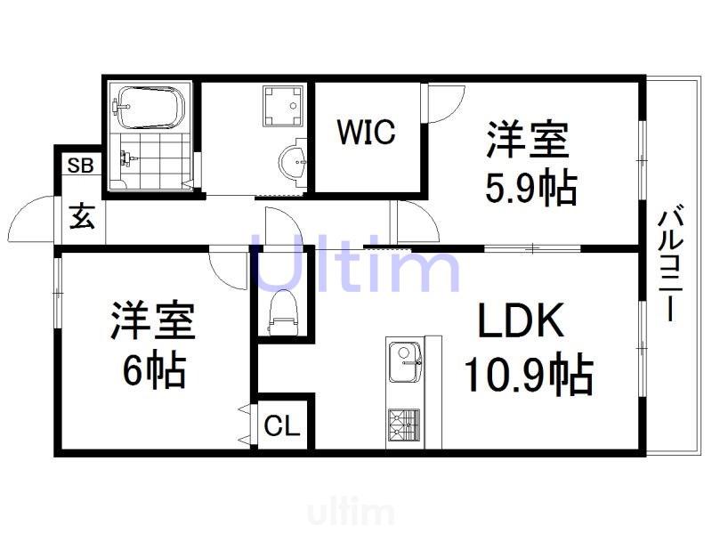 京阪宇治線 中書島駅 徒歩32分 3階建 築11年(2LDK/3階)の間取り写真