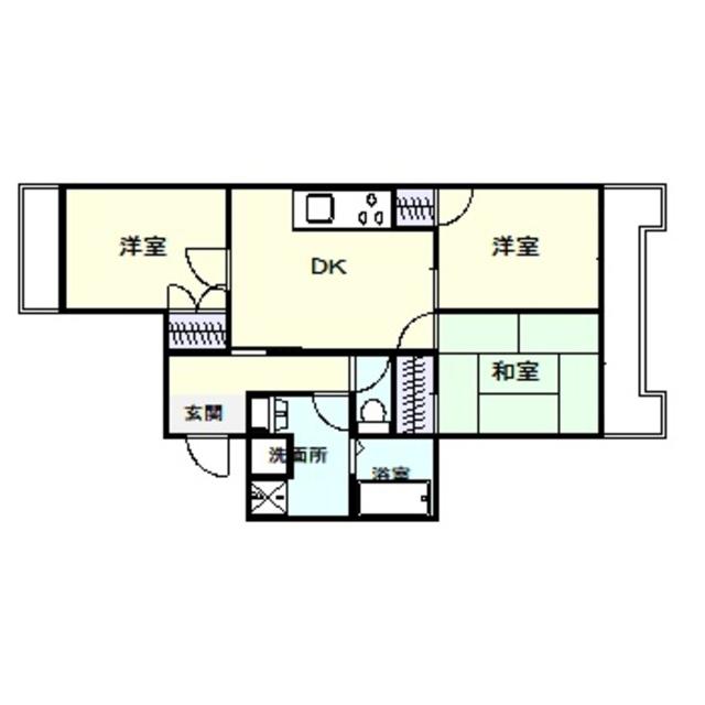 住吉建物5号館(3DK/2階)の間取り写真