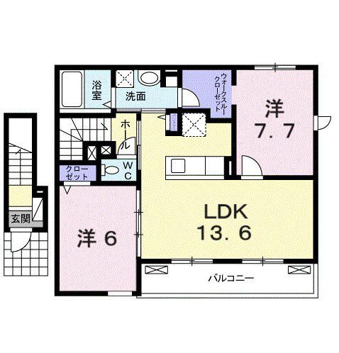 サンライズ(2LDK/2階)の間取り写真
