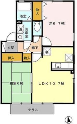 ウィルモアタウン(2LDK/2階)の間取り写真