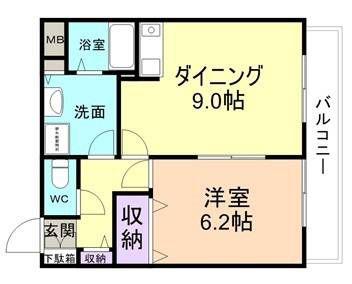 フローラゆう(1LDK/3階)の間取り写真