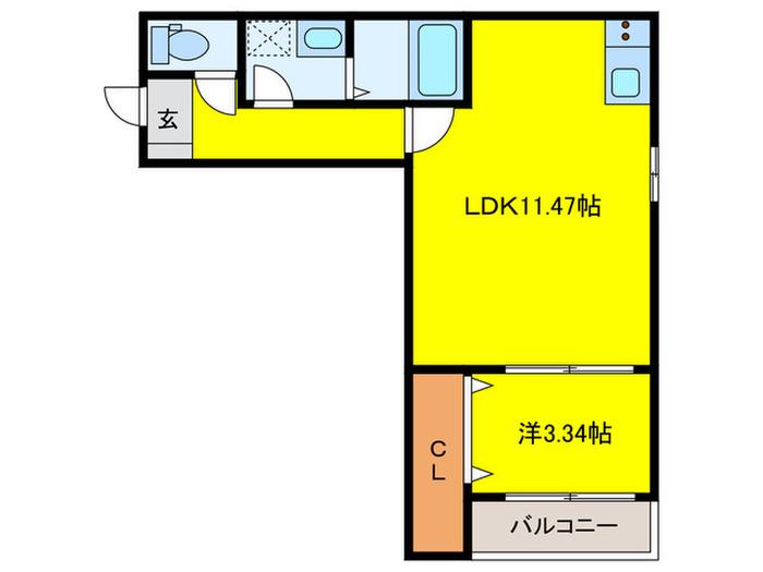 メゾンクレール博多南(1LDK/3階)の間取り写真