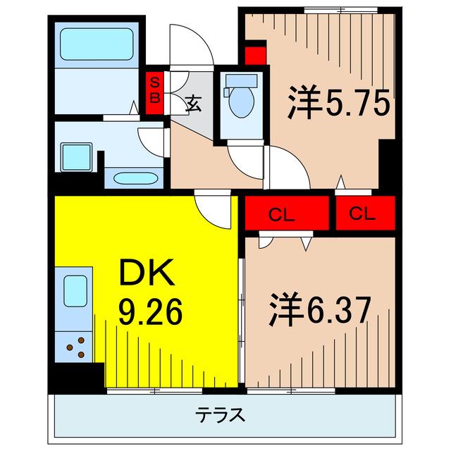 パレドールモア(2DK/1階)の間取り写真
