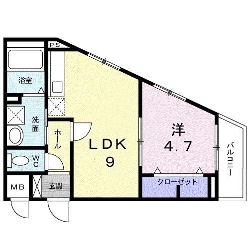 ダイアナ ヴィレッジ(1LDK/2階)の間取り写真
