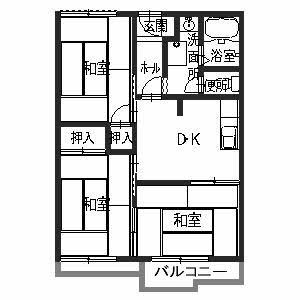 スカイコーポB棟(3DK/2階)の間取り写真