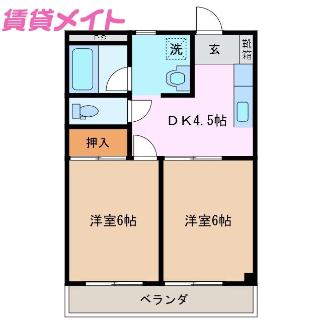 エミュHIRATA(2K/4階)の間取り写真