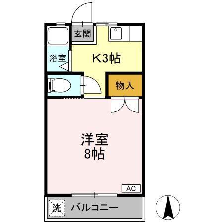 コーポ新川(1K/1階)の間取り写真