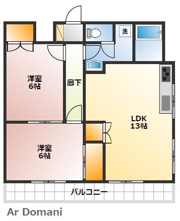 グランモール(2LDK/2階)の間取り写真