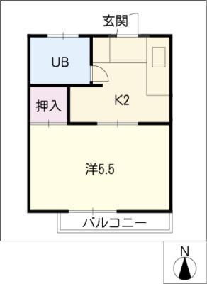 サンピア571(1K/2階)の間取り写真