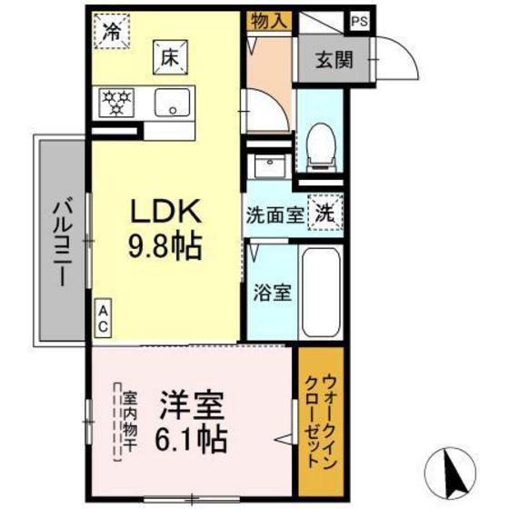グレイス 寺家(1LDK/1階)の間取り写真