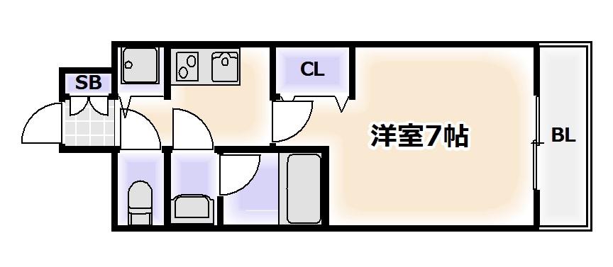 アドバンス難波西アクア(1K/3階)の間取り写真