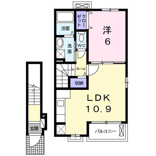 リーゼB(1LDK/2階)の間取り写真