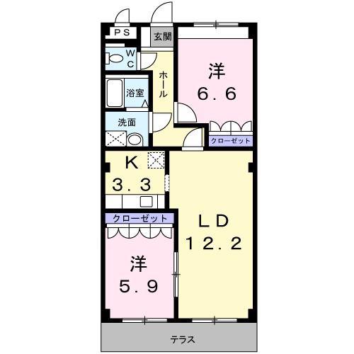 コンフォール(2LDK/1階)の間取り写真