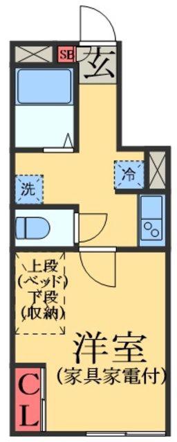 LPソレイユ(1K/1階)の間取り写真