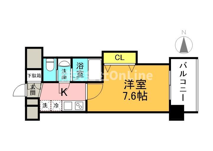 LUXE玉造I(1K/6階)の間取り写真
