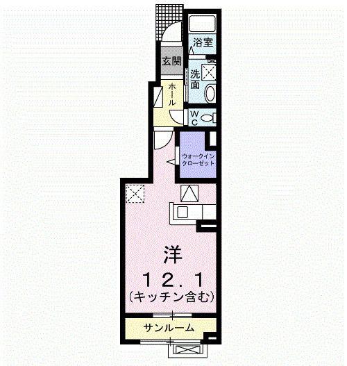 光陽なごみ(ワンルーム/1階)の間取り写真