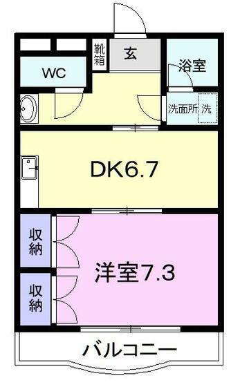 コンフォートエム(1DK/1階)の間取り写真