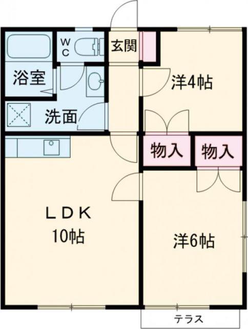 フロントスクエアーⅡ(2LDK/1階)の間取り写真