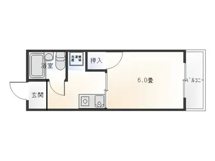 センタービレッジ(1K/2階)の間取り写真