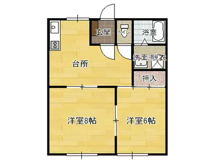 クリオコートB(2DK/2階)の間取り写真