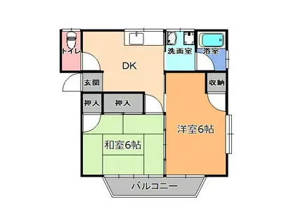 ウエストハイツ増渕C棟(2DK/2階)の間取り写真