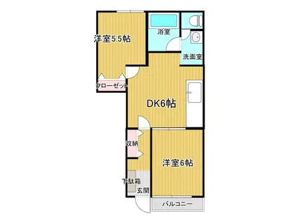 プロムナードA102(2DK/1階)の間取り写真