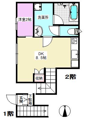 LIEBE2(1DK/2階)の間取り写真