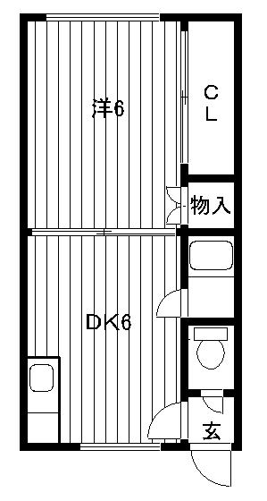 シャレード68(1DK/1階)の間取り写真