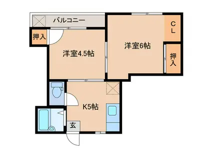 緒方ビル(2K/3階)の間取り写真