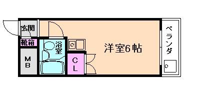 カームヒル箕面(ワンルーム/2階)の間取り写真