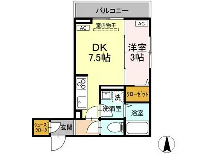 Dスクエア子安町(1DK/2階)の間取り写真
