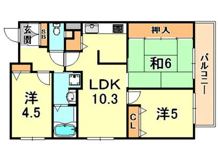 アバンセ六甲パート5(3LDK/3階)の間取り写真