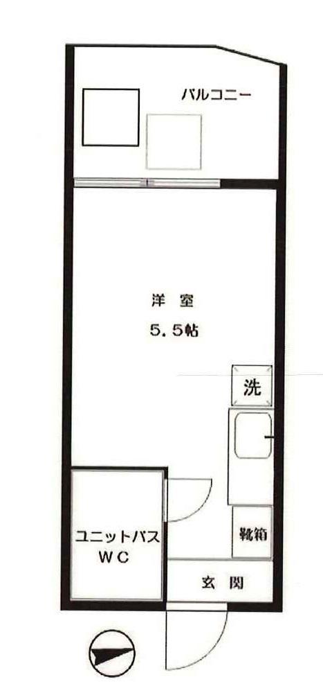 高輪ダイヤハイツ(ワンルーム/2階)の間取り写真