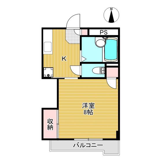 Fハイツ小原田(1K/2階)の間取り写真