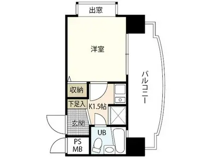 トーカンキャステール己斐本町(1K/2階)の間取り写真