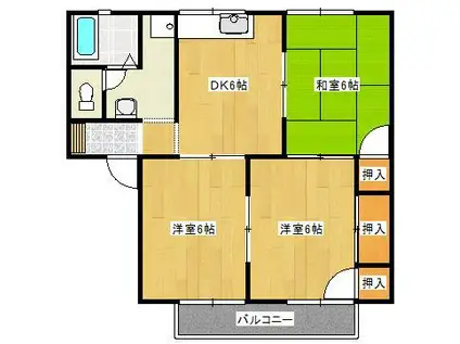 コーポジョイフル(3DK/2階)の間取り写真