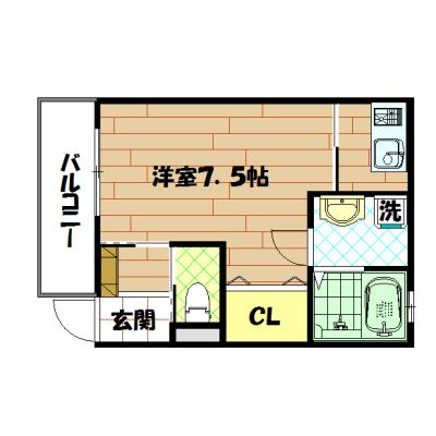エスポワールカナヤ(1K/1階)の間取り写真