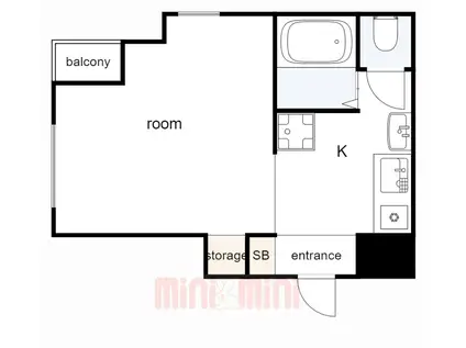 シャトレ六甲(1K/3階)の間取り写真