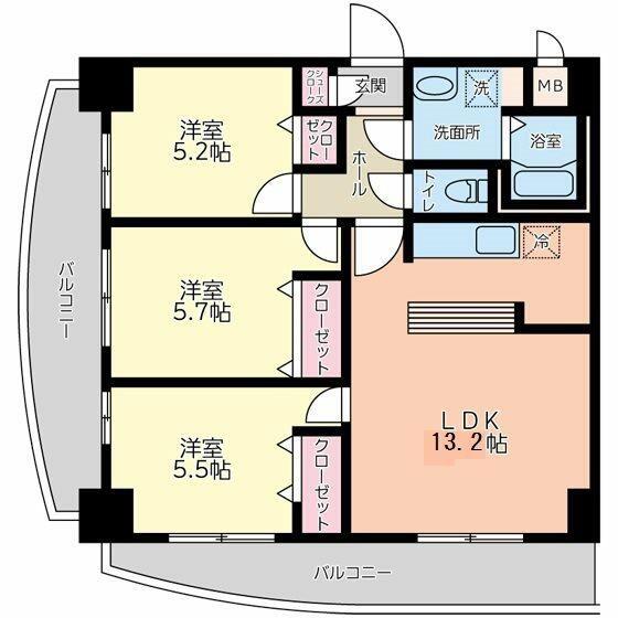 ディアセブン(3LDK/5階)の間取り写真