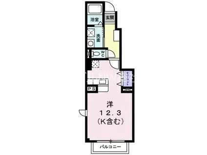 チアフルホームA(ワンルーム/1階)の間取り写真