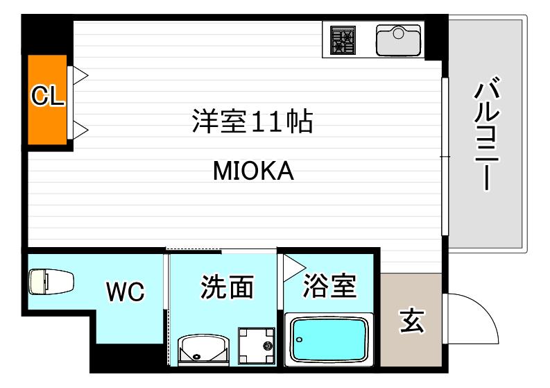 プレシア松崎(ワンルーム/2階)の間取り写真