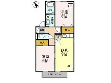 ファミーユ21 A棟(2DK/2階)の間取り写真