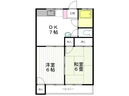 コーポそらある(2DK/2階)の間取り写真
