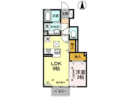 プラウド ヴィラ E(1LDK/1階)の間取り写真